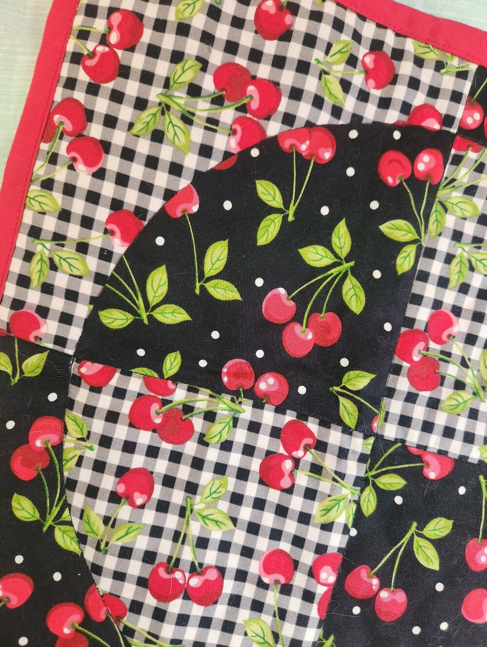 Handmade Square Quilted Cherry Placemat